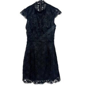 Asilio Dark Muse Black Lace Cut Out Back Mini Dress Womens Size 6